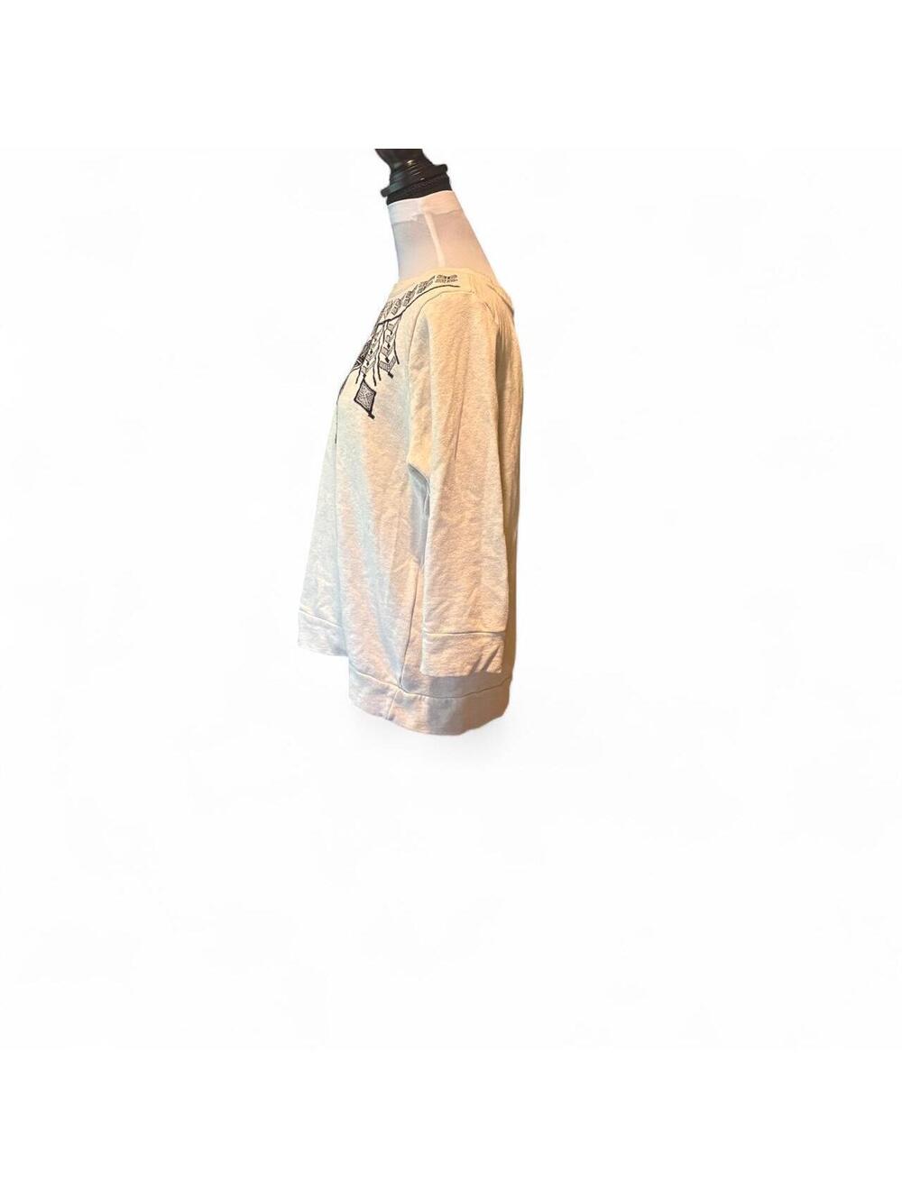 Lucky Lotus Cream Sweatshirt with BlackAztec Embroidery, L - Picture 3 of 6